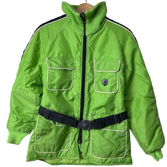 Vintage Arctic Cat Snowmobile Jacket Size M Youth USA 70’s Neon Green